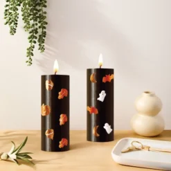 2ct Halloween Craft Pillar Candles Decorating Kit - Mondo Llama™