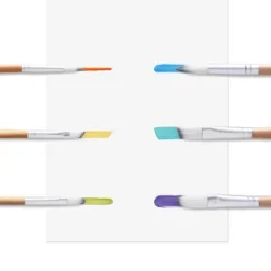 6pc Artist Paintbrush Set - Mondo Llama™: Nylon & Wood, Watercolor, Oil, Acrylic, Tempera, Filbert, Angle, Round -Mondo Llama GUEST 330f4501 ff19 45a5 bb3a af4b5df1b34c