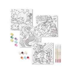 8'' X 8'' 4pk Paint-Your-Own Canvas Panel Pack Mermaid/Dolphin/Unicorn/Superhero - Mondo Llamaâ„¢: DIY Art Kit For Kids