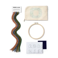 Embroidery Pouch Kit - Mondo Llama™: Craft Activity Kit With Floss & Needle, Art & Design Theme, Adult Knitting Set