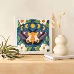 Halloween Craft Moth Punch Needle Canvas Kit - Mondo Llama™