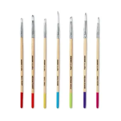 7pc Artist Paintbrush Set - Mondo Llama™: Nylon & Wood, Watercolor, Oil, Tempera, Acrylic, Filbert, Round, Angle Brushes