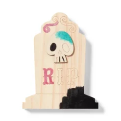 Halloween Craft Skull Headstone Wood Base - Mondo Llamaâ„¢