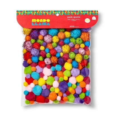 400ct Pom-Pom Combo Pack - Mondo Llama™: Multicolor Craft Embellishments, PET & Polypropylene, Ages 6+ 3 400ct Pom-Pom Combo Pack - Mondo Llama™: Multicolor Craft Embellishments, PET & Polypropylene, Ages 6+ - Image 3