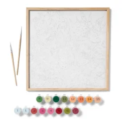 Flowering Cacti Paint By Number Painting Kit - Mondo Llamaâ„¢: Adult Craft Activity, Canvas & Acrylic Paints