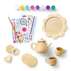 Paint-Your-Own Wood Tea Set Kit - Mondo Llamaâ„¢