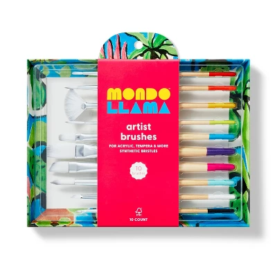 10pc Artist Paintbrush Set - Mondo Llama™: Nylon & Wood, Watercolor, Oil, Tempera, Acrylic, Bright, Fan, Round, Angle 5 10pc Artist Paintbrush Set - Mondo Llama™: Nylon & Wood, Watercolor, Oil, Tempera, Acrylic, Bright, Fan, Round, Angle - Image 5