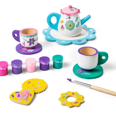 Paint-Your-Own Wood Tea Set Kit - Mondo Llama™ 3 Paint-Your-Own Wood Tea Set Kit - Mondo Llama™ - Image 3
