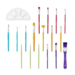 18pc Paintbrush And Palette Set - Mondo Llama™: Nylon Brushes For Watercolor, Oil, Acrylic, Tempera Painting