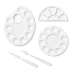 5pc Paint Palette Set - Mondo Llama™: Art Spatulas & Plastic Paint Tray Holder For Arts And Crafts