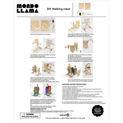 Create-Your-Own Wood Walking Robot Kit - Mondo Llama™: DIY Science Craft With Paint & Brush, Ages 14+, Requires 2 AA Batteries 4 Create-Your-Own Wood Walking Robot Kit - Mondo Llama™: DIY Science Craft With Paint & Brush, Ages 14+, Requires 2 AA Batteries - Image 4