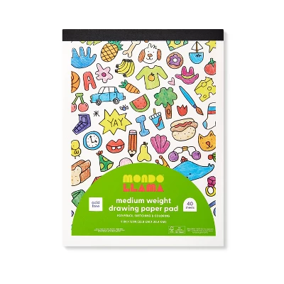 9"x12" Medium Weight Drawing Paper Pad - Mondo Llama™: Sketch Pad For Kids, 40 Sheets, Uncoated, Glue Binding 3 9"x12" Medium Weight Drawing Paper Pad - Mondo Llama™: Sketch Pad For Kids, 40 Sheets, Uncoated, Glue Binding - Image 3