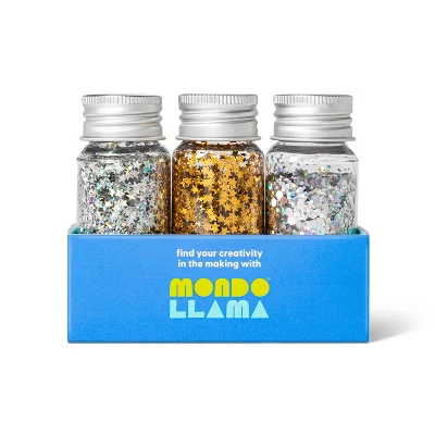 3pk Specialty Glitter Silvers And Golds - Mondo Llama™: Craft Embellishments, Metallic Silver & Gold, PET Material, Ages 6+ 3 3pk Specialty Glitter Silvers And Golds - Mondo Llama™: Craft Embellishments, Metallic Silver & Gold, PET Material, Ages 6+ - Image 3