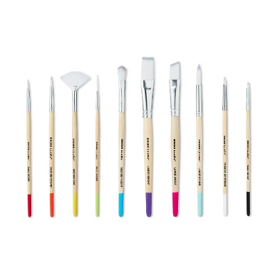 10pc Artist Paintbrush Set - Mondo Llama™: Nylon & Wood, Watercolor, Oil, Tempera, Acrylic, Bright, Fan, Round, Angle 1 10pc Artist Paintbrush Set - Mondo Llama™: Nylon & Wood, Watercolor, Oil, Tempera, Acrylic, Bright, Fan, Round, Angle